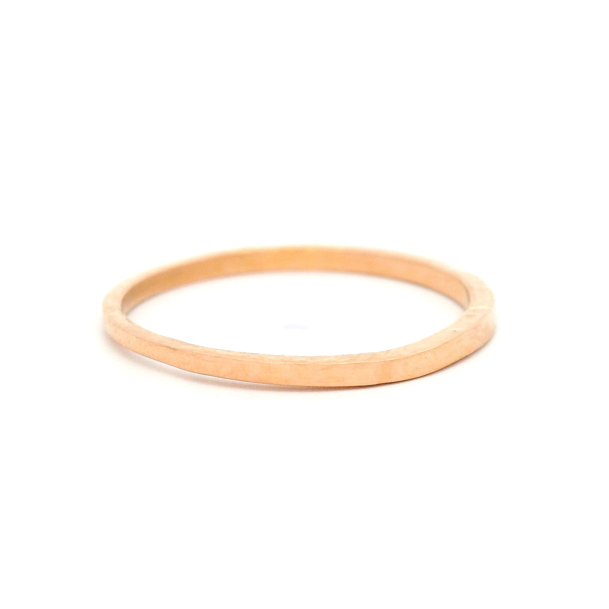 14k Rose 1.5mm Wide Hammered Wedding Band
