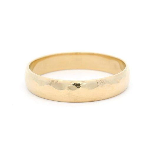 14k Yellow 4mm Wide Hammered Wedding Band