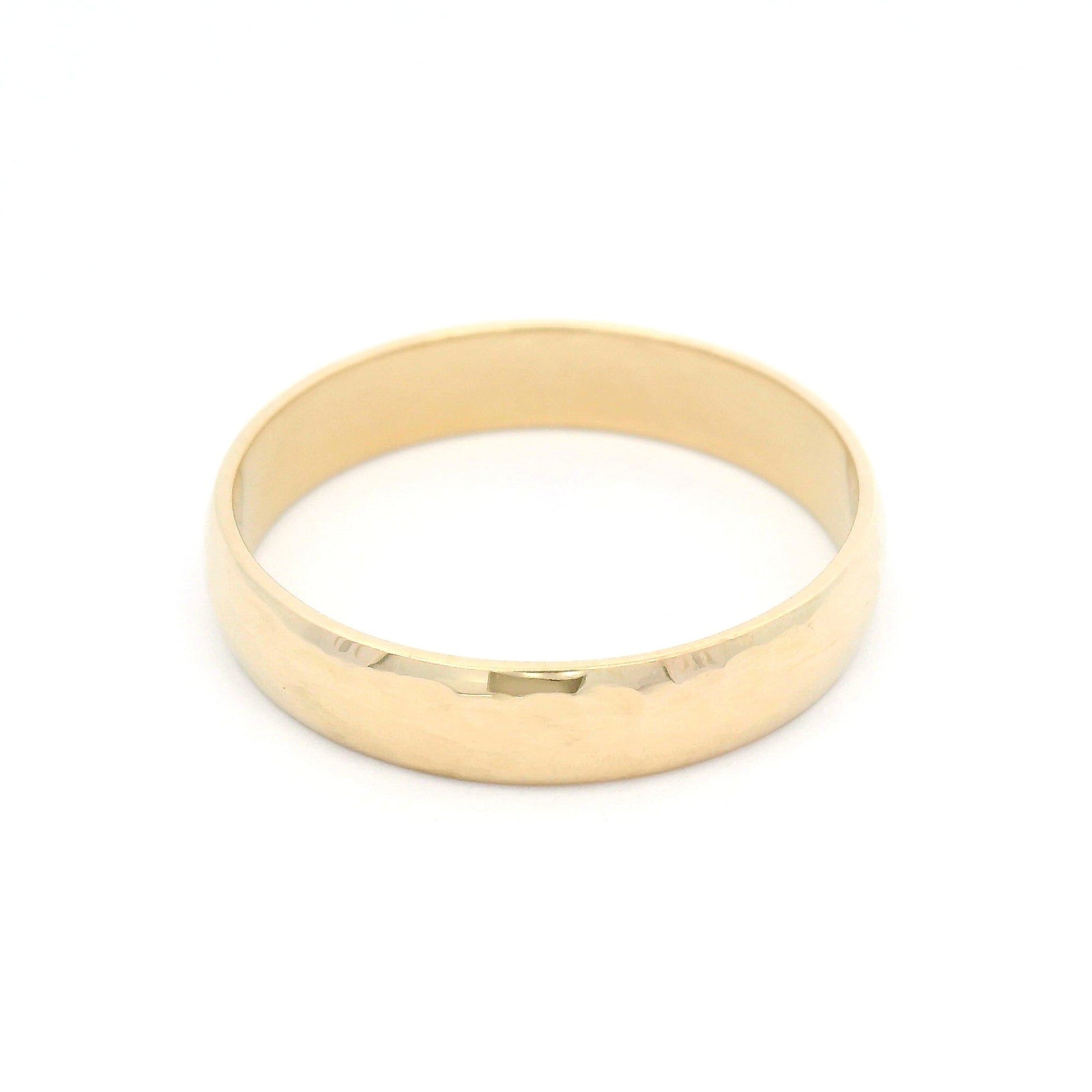 14k Yellow 4mm Wide Hammered Wedding Band