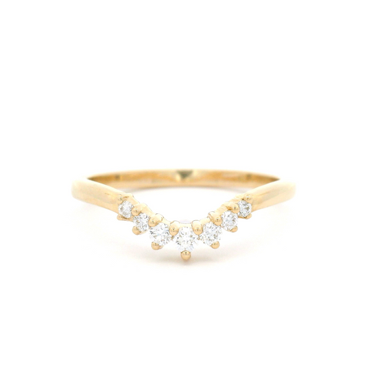 14k Yellow Contour Band with 0.12cts Round Brilliant Cut Diamonds
