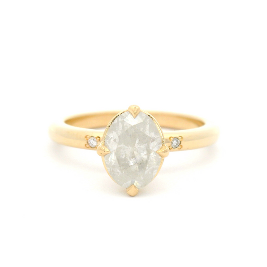 14k Yellow Engagement Ring with 1.2ct Oval Icy Diamond and Accent Diamonds