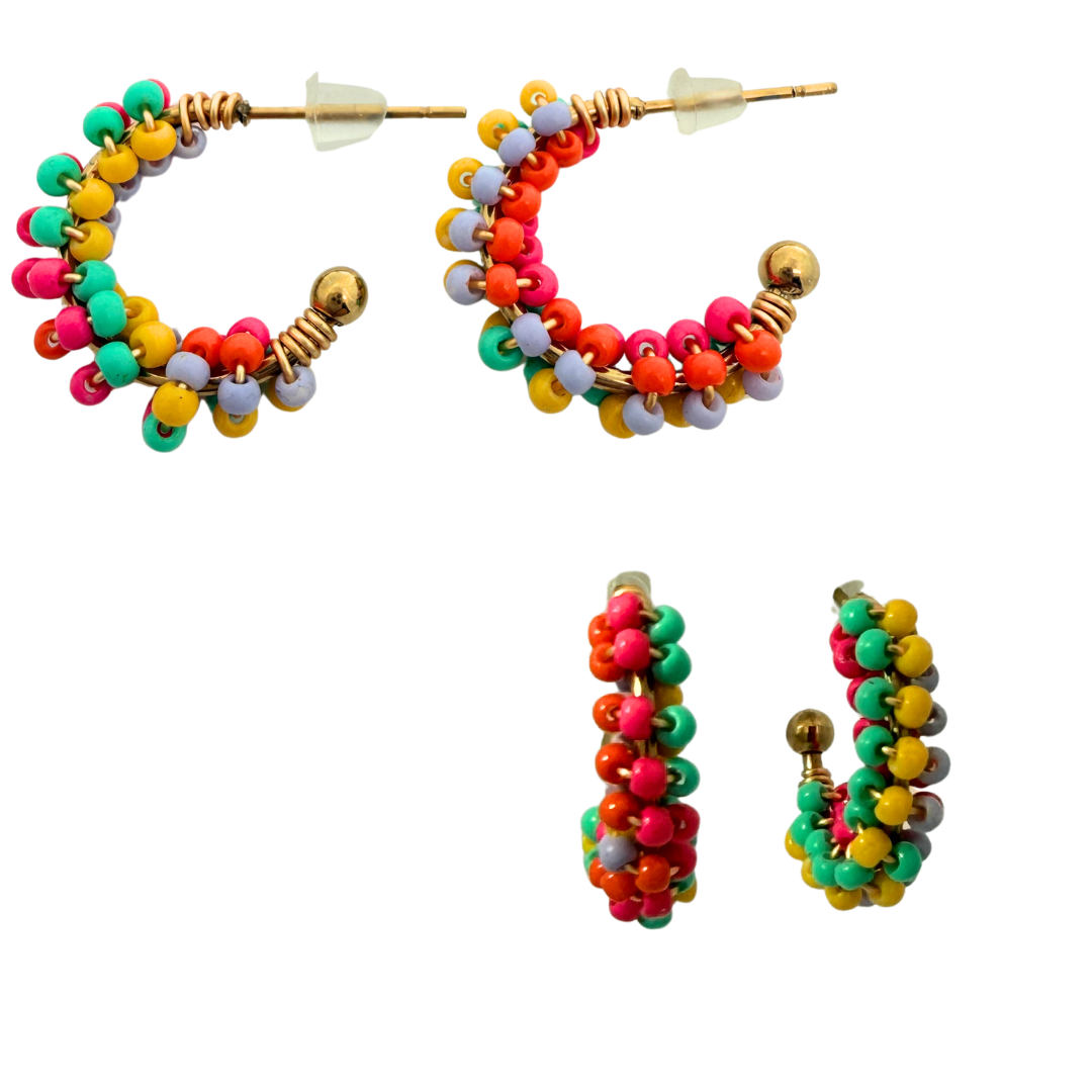 Beaded Colourful Hoops