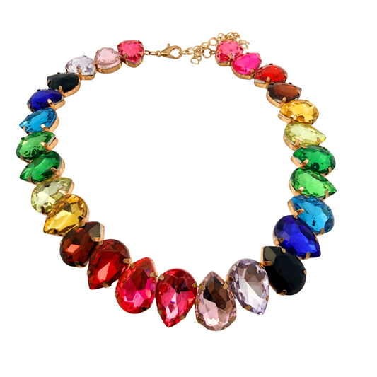 Rainbow Rhinestone Necklace