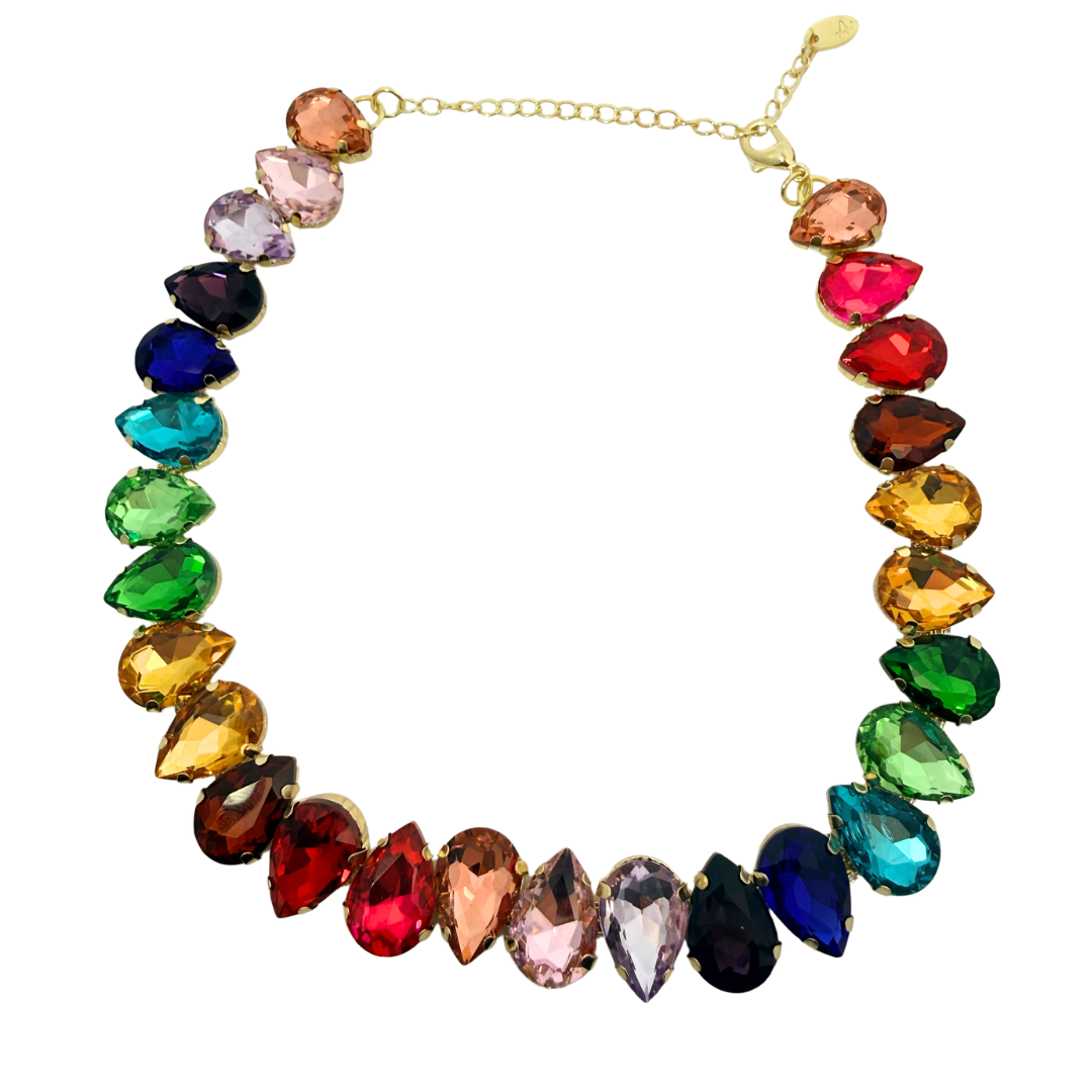 Rainbow Rhinestone Necklace