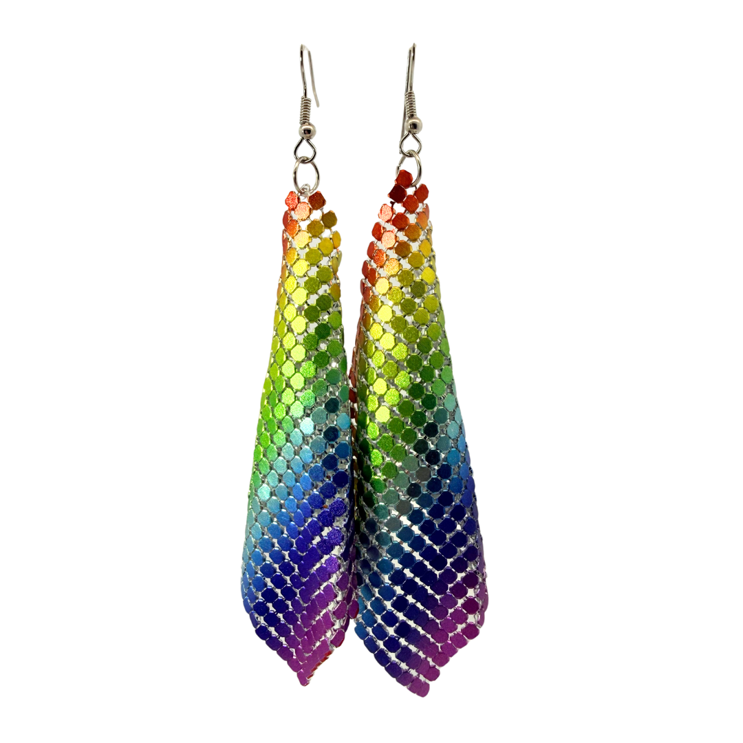 Rainbow Mesh Dangle Earrings