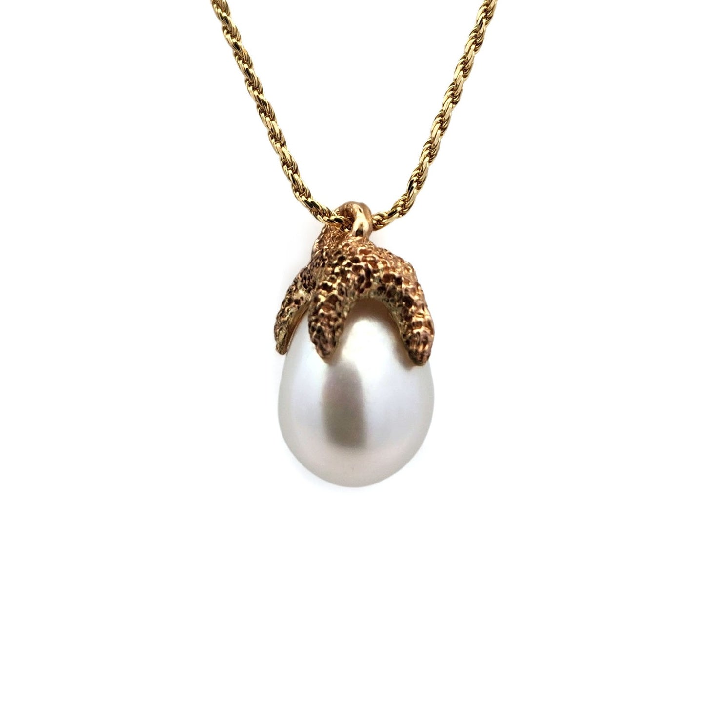 Gold Starfish & Pearl Pendant