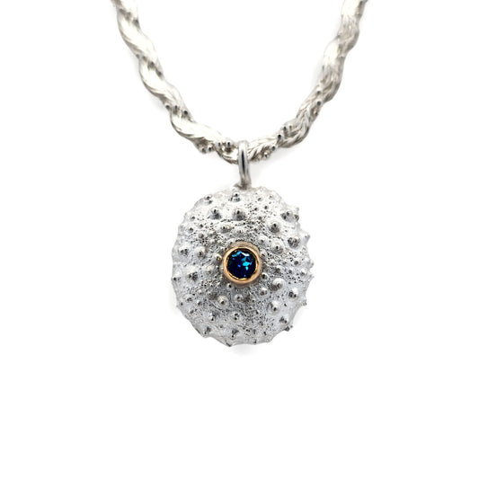 Sea Urchin Pendant with Blue Topaz