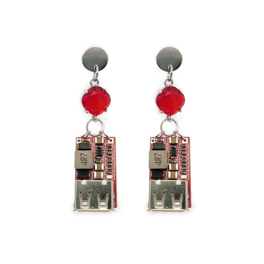 Red & Silver Mixed Earrings