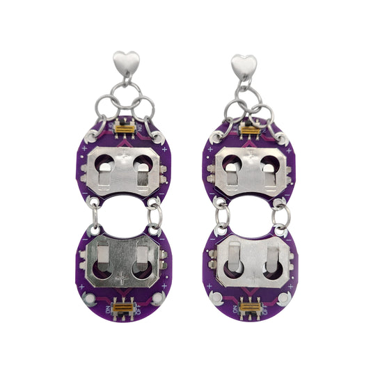 Purple Microchip Circuit Board Earrings