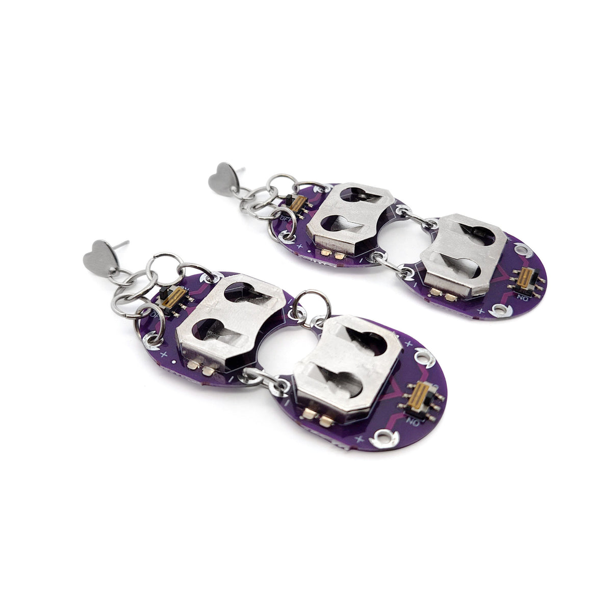 Purple Microchip Circuit Board Earrings