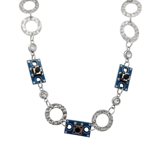 Disc & Microchip Circuit Board Necklace