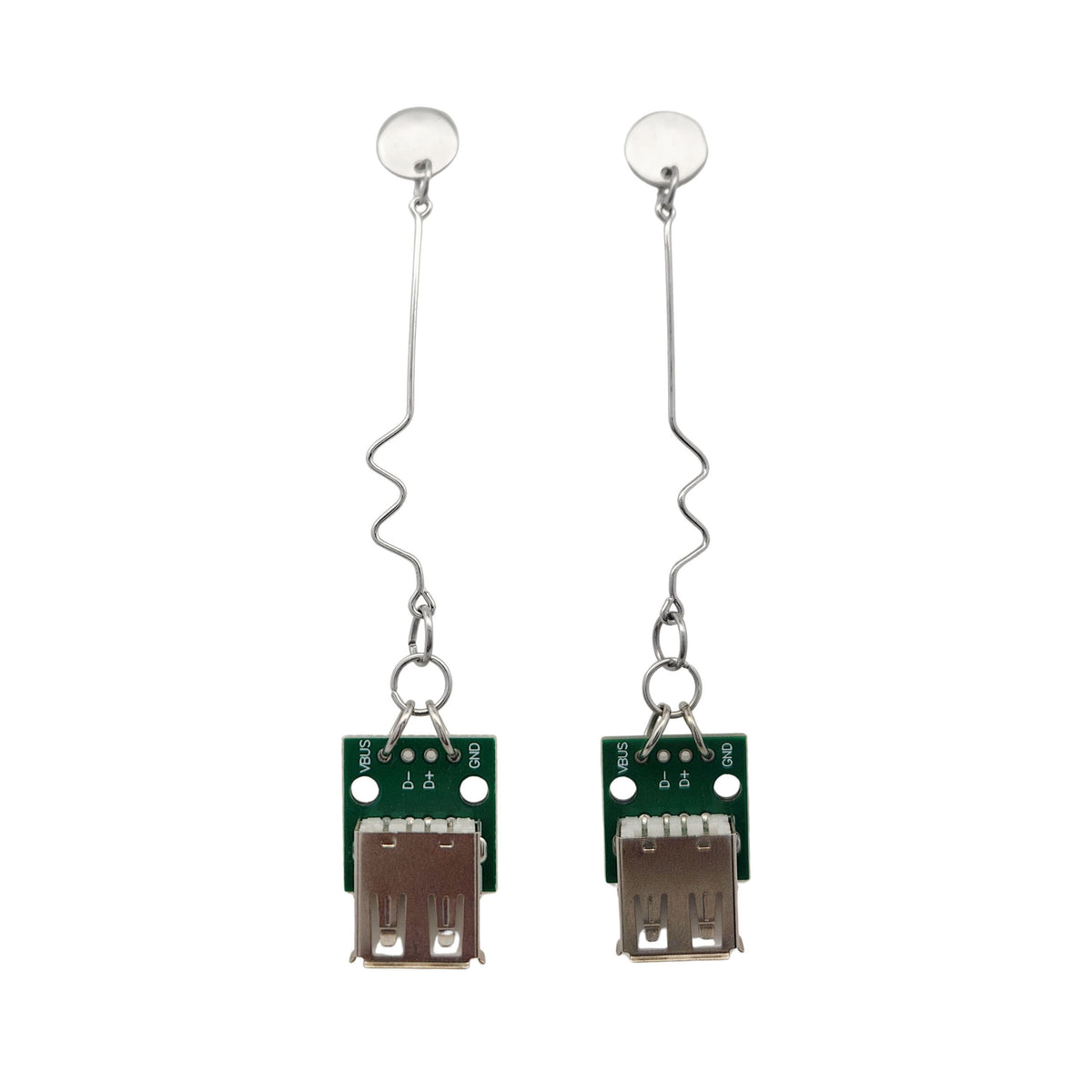 Long Microchip Circuit Board Earrings