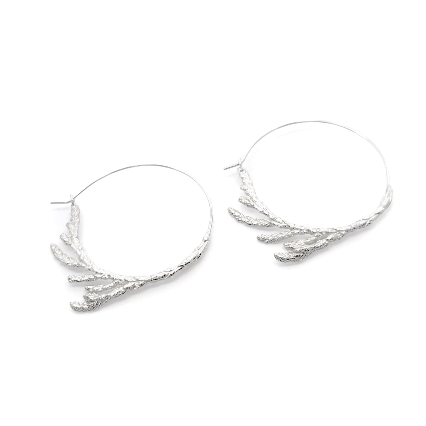 Sterling Silver Cedar Hoop Earrings