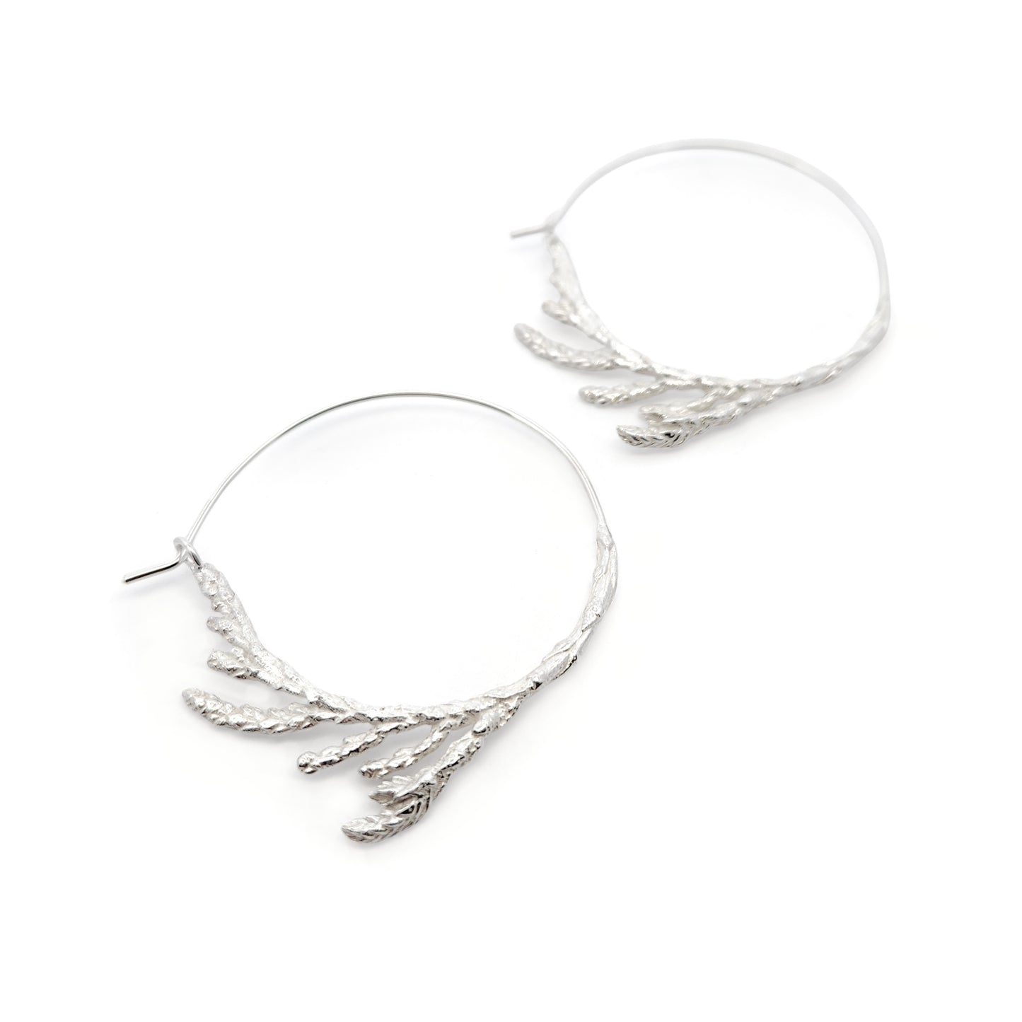 Sterling Silver Cedar Hoop Earrings