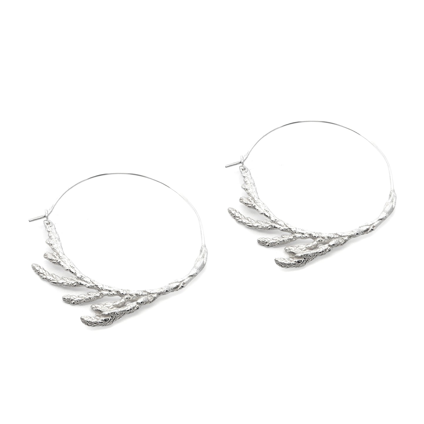 Sterling Silver Cedar Hoop Earrings