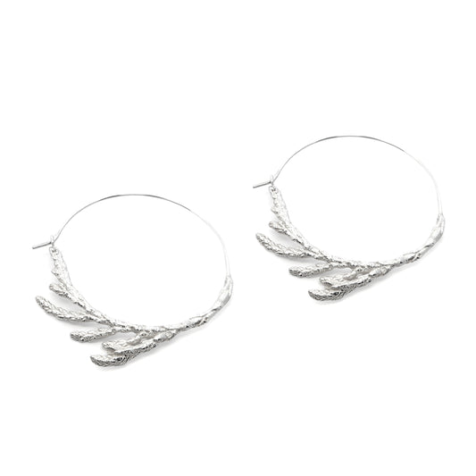 Sterling Silver Cedar Hoop Earrings