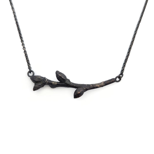 Oxidized Silver Garry Oak Bud Necklace