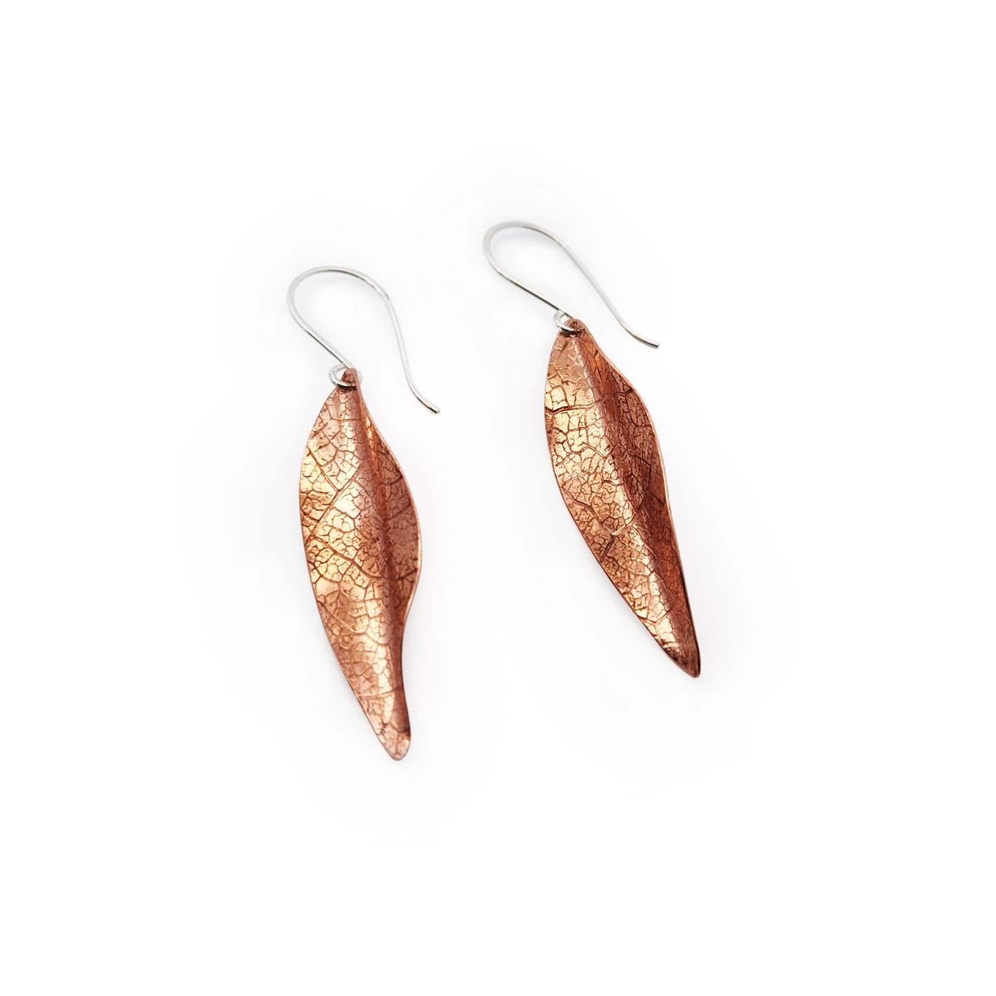 Large Copper Leaf Earrings