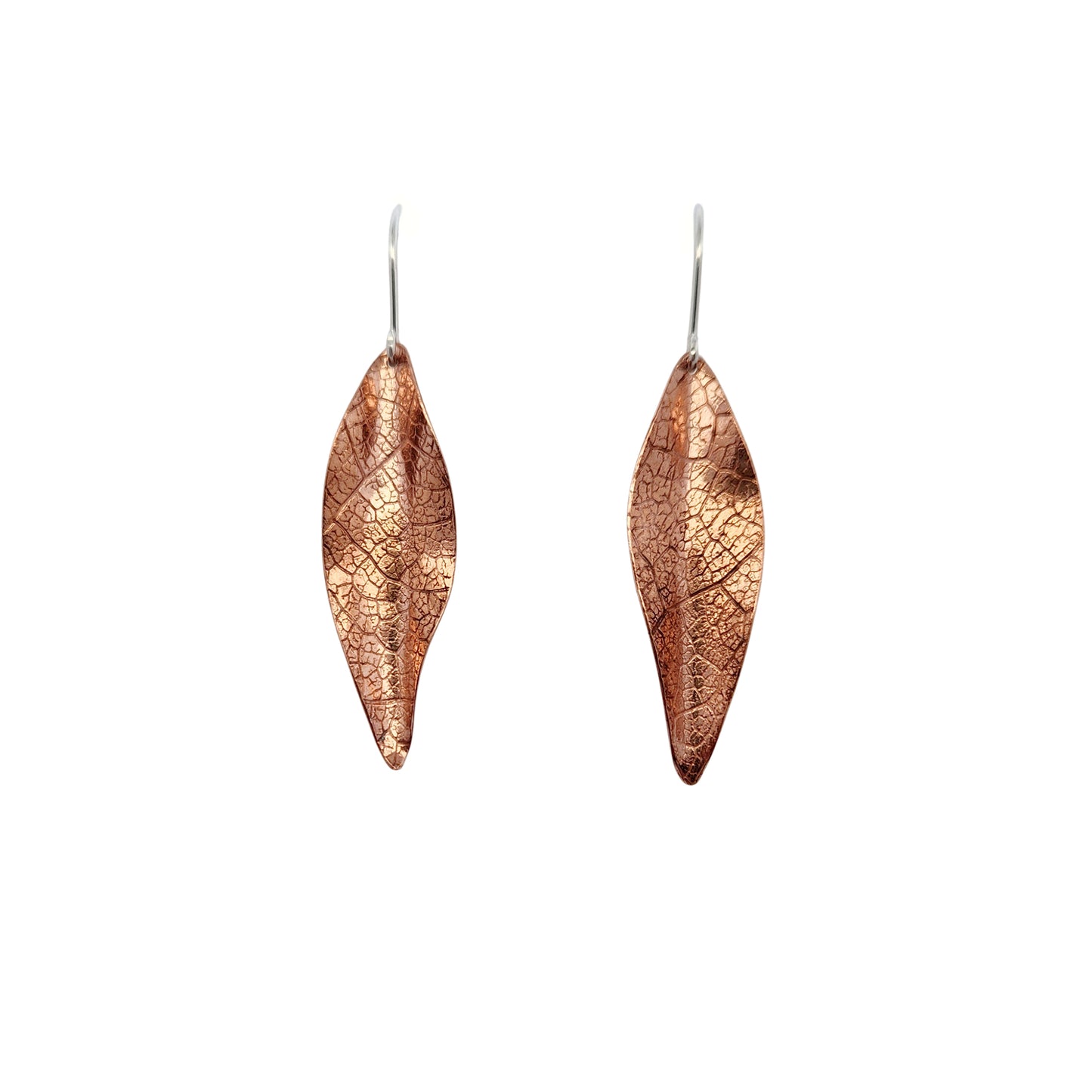 Large Copper Leaf Earrings
