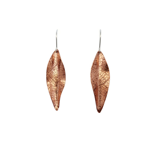 Large Copper Leaf Earrings