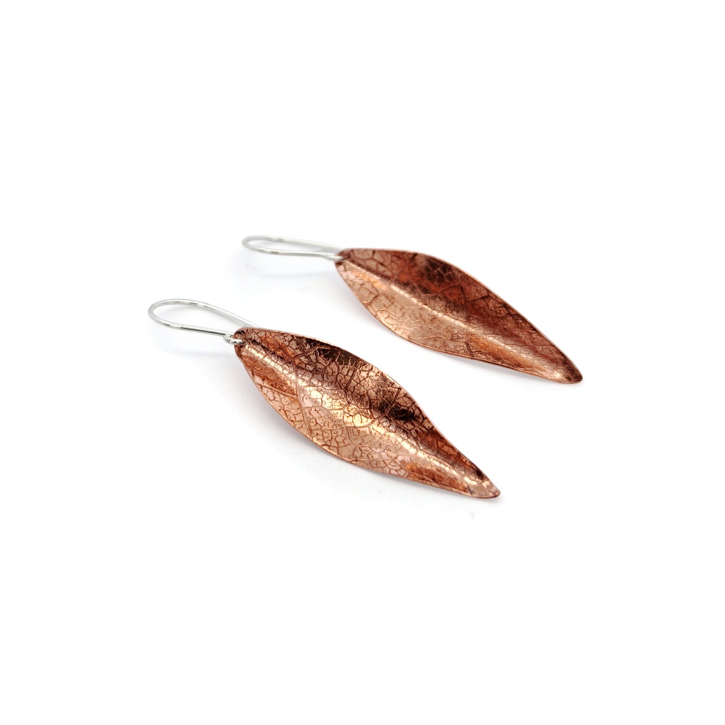 Large Copper Leaf Earrings