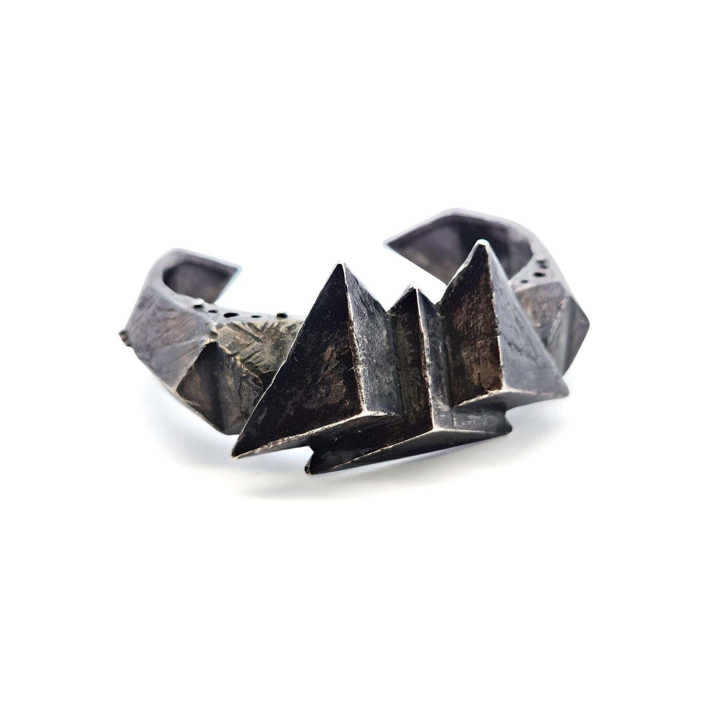 Large Oxidized Silver Overlapping Triangles Cuff Bracelet