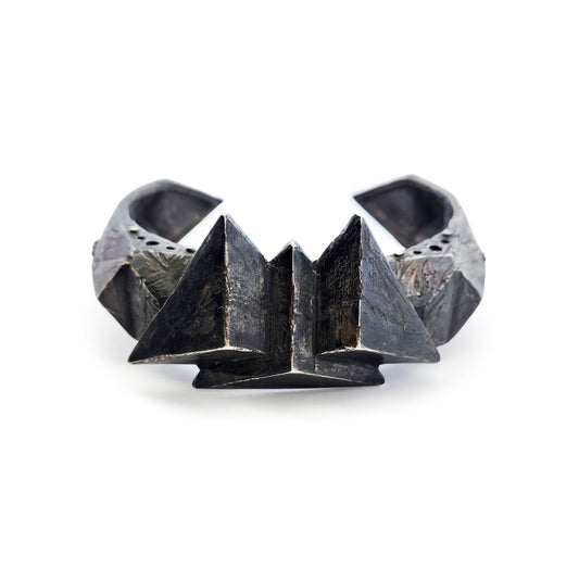 Large Oxidized Silver Overlapping Triangles Cuff Bracelet