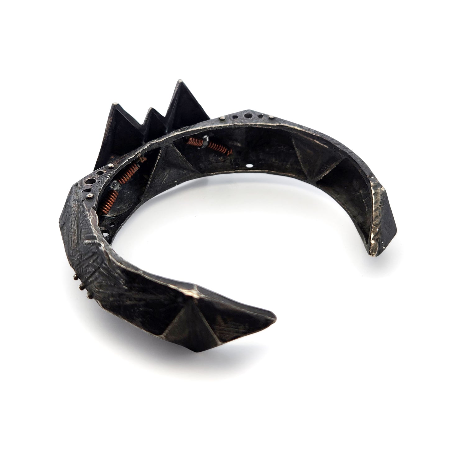 Large Oxidized Silver Overlapping Triangles Cuff Bracelet