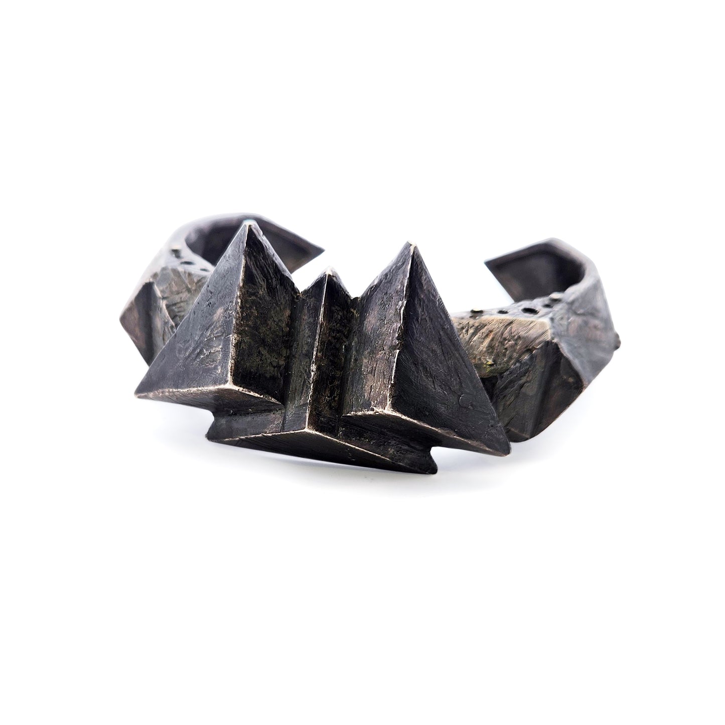 Large Oxidized Silver Overlapping Triangles Cuff Bracelet