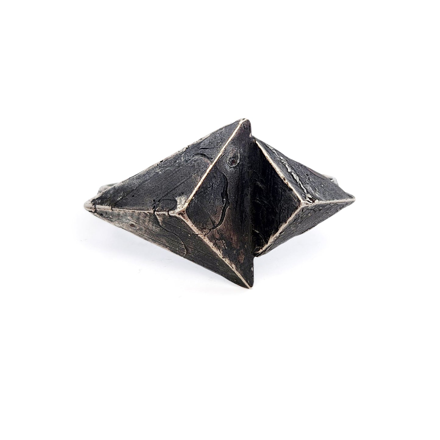 Oxidized Silver Multi-Finger Large Triangles Ring