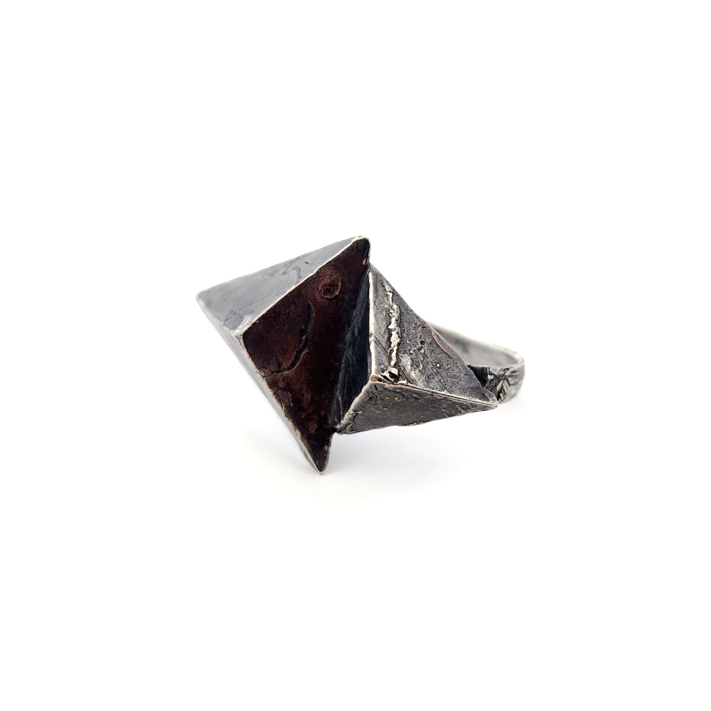 Oxidized Silver Multi-Finger Large Triangles Ring