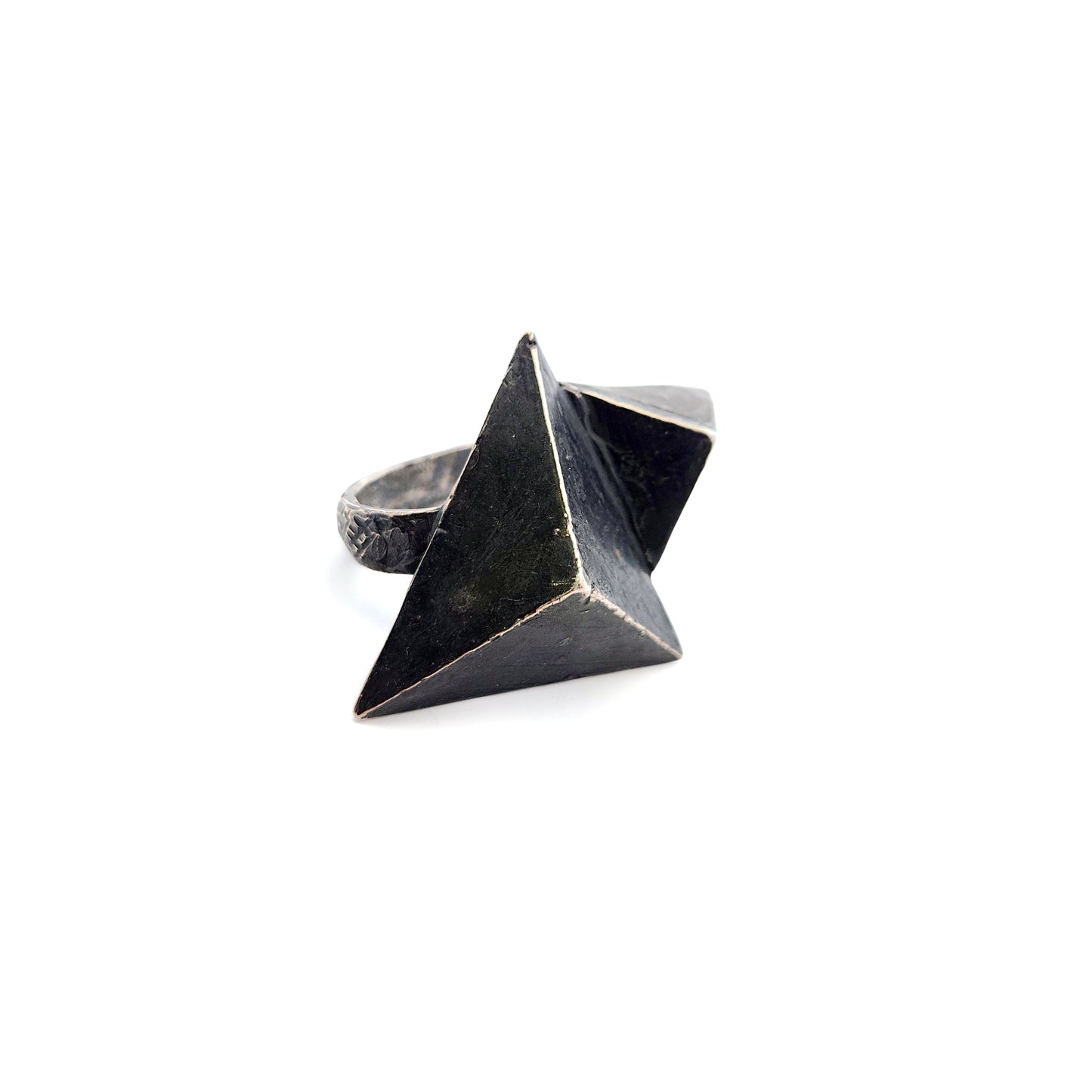 Oxidized Silver Multi-Finger Small Triangles Ring