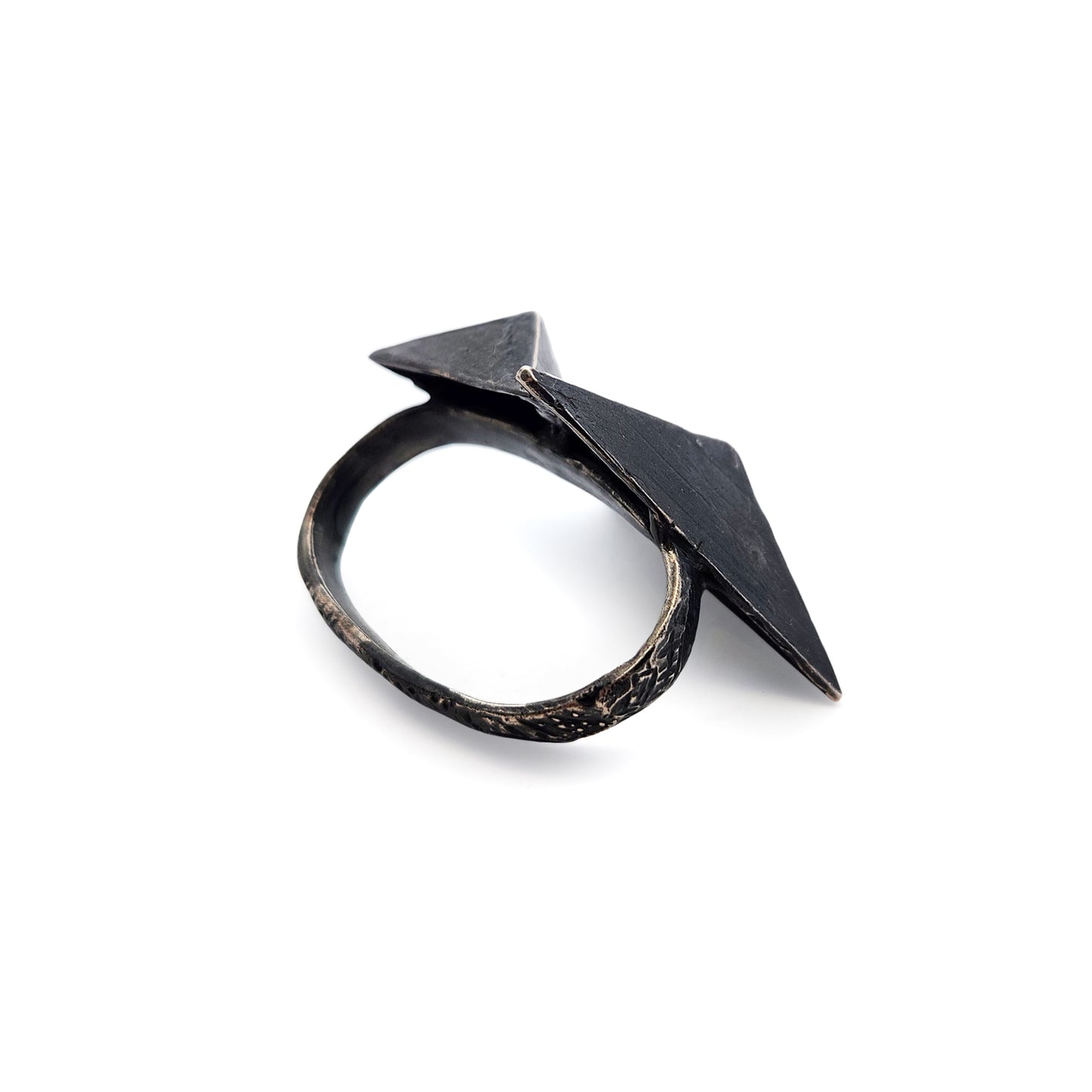 Oxidized Silver Multi-Finger Small Triangles Ring