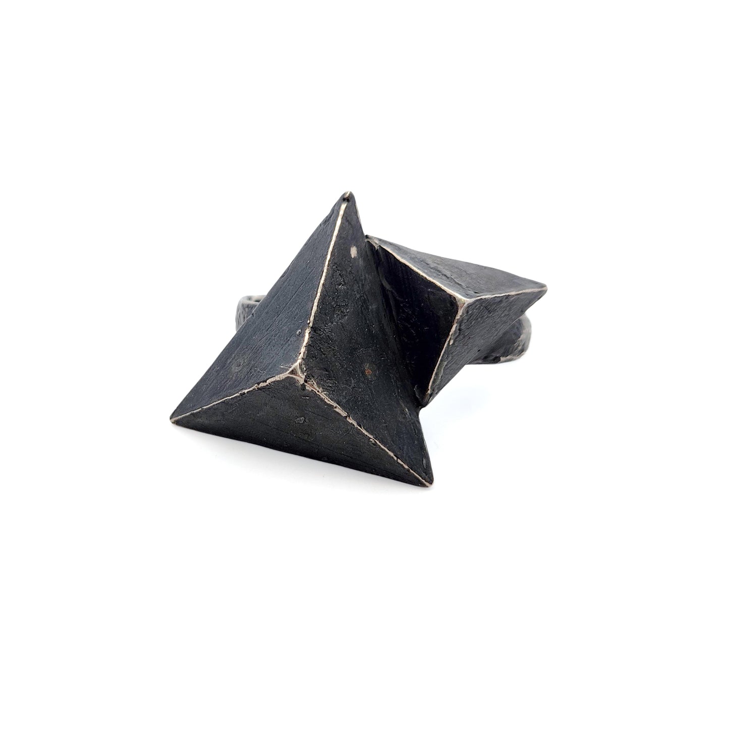 Oxidized Silver Multi-Finger Small Triangles Ring