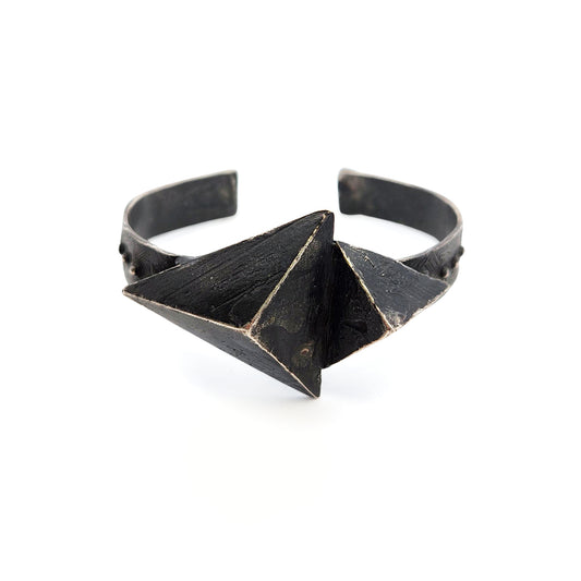 Medium Oxidized Silver Triangles Cuff Bracelet