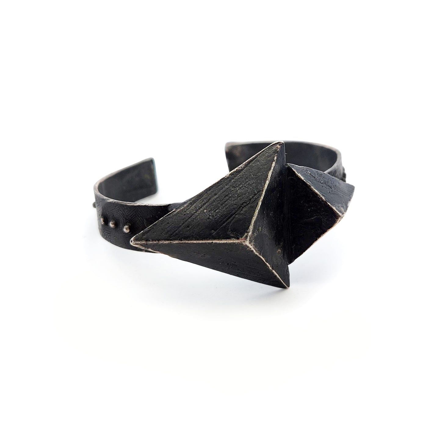 Medium Oxidized Silver Triangles Cuff Bracelet