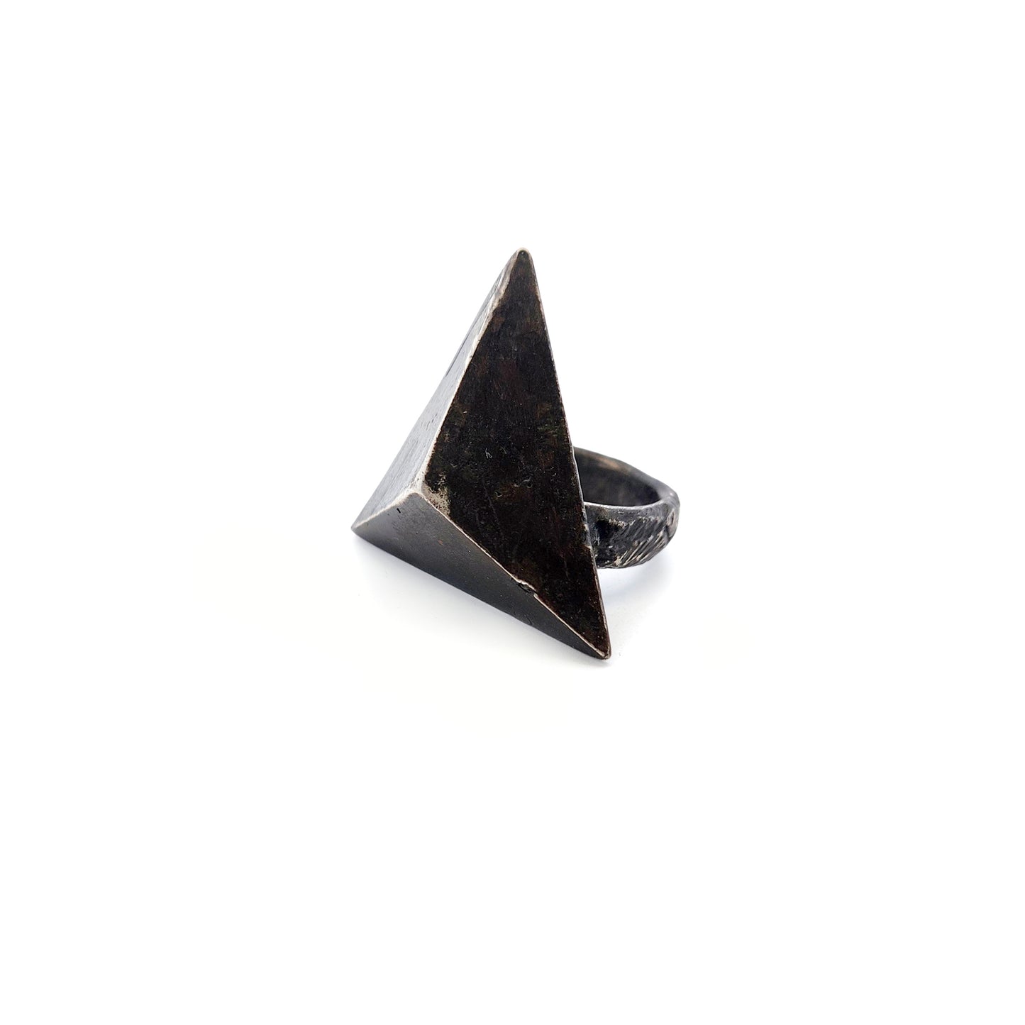 Oxidized Silver Large Pyramid Ring