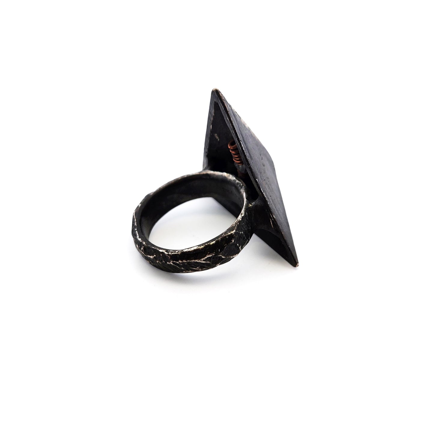 Oxidized Silver Large Pyramid Ring