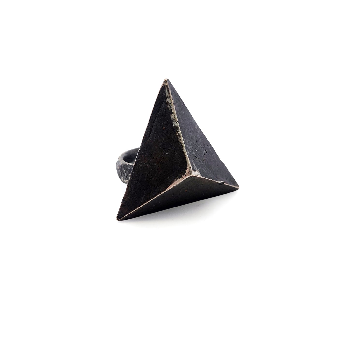Oxidized Silver Large Pyramid Ring