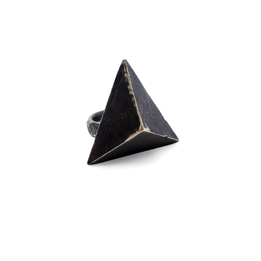 Oxidized Silver Large Pyramid Ring