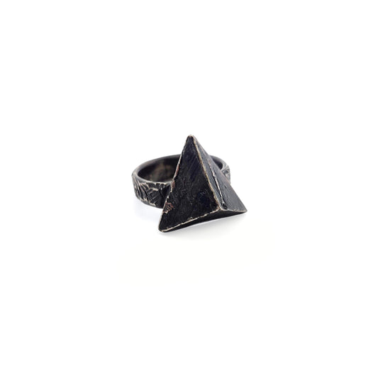 Oxidized Silver Small Pyramid Ring