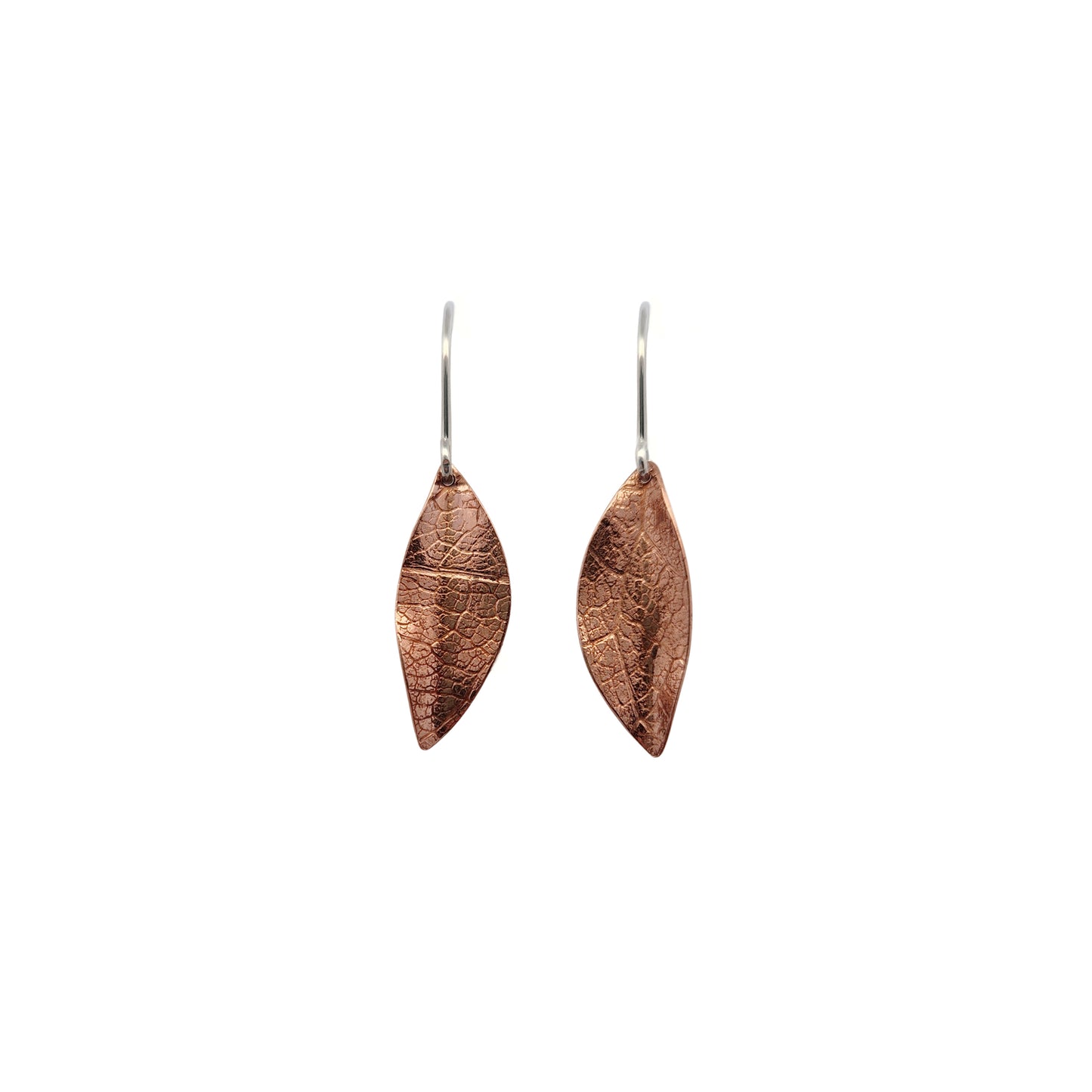 Small Copper Leaf Earrings