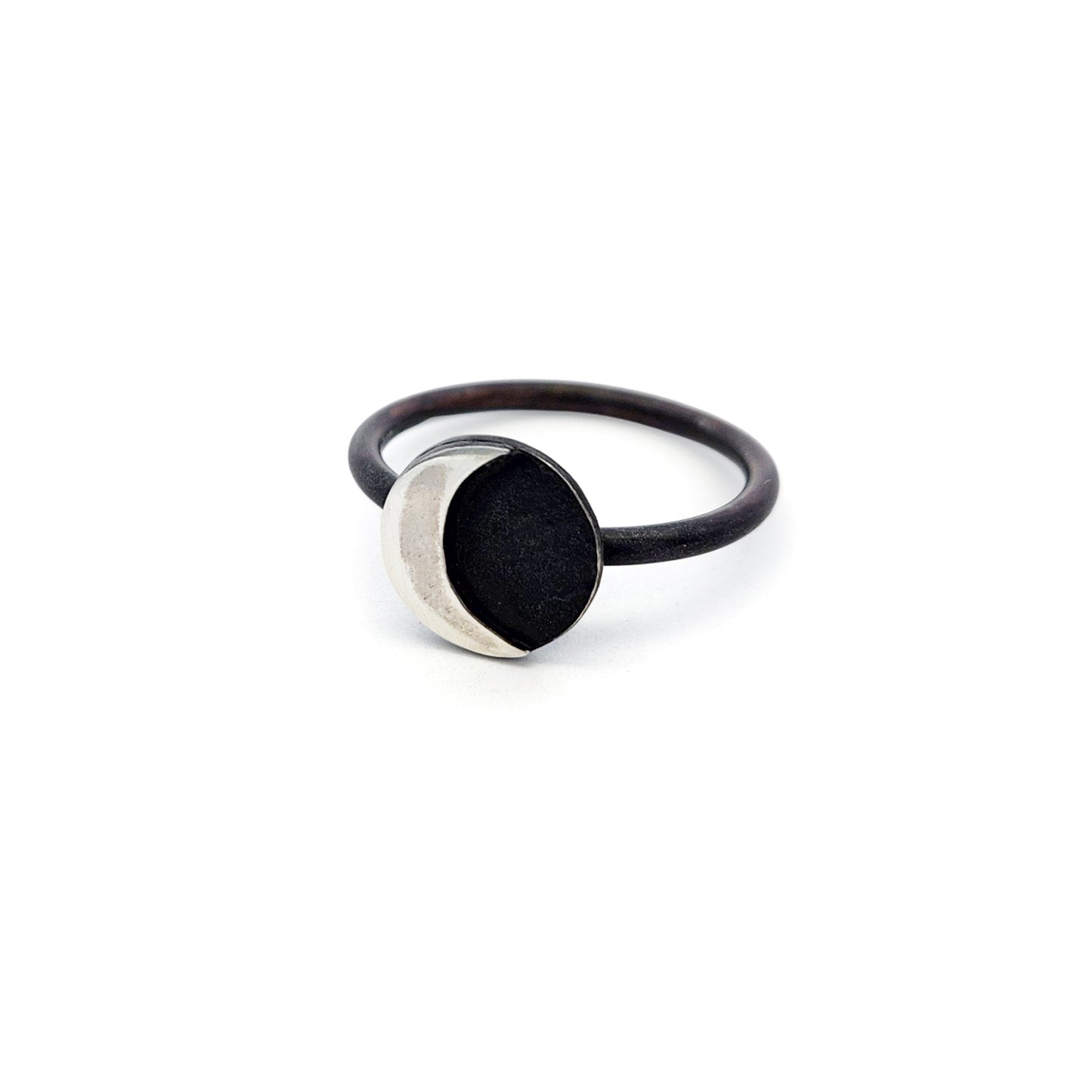 Oxidized Sterling Silver Crescent Moon Ring