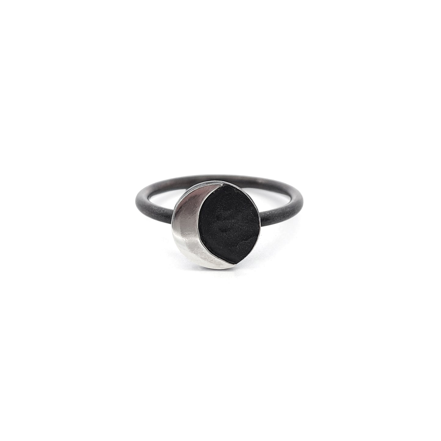 Oxidized Sterling Silver Crescent Moon Ring