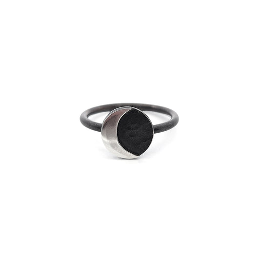 Oxidized Sterling Silver Crescent Moon Ring