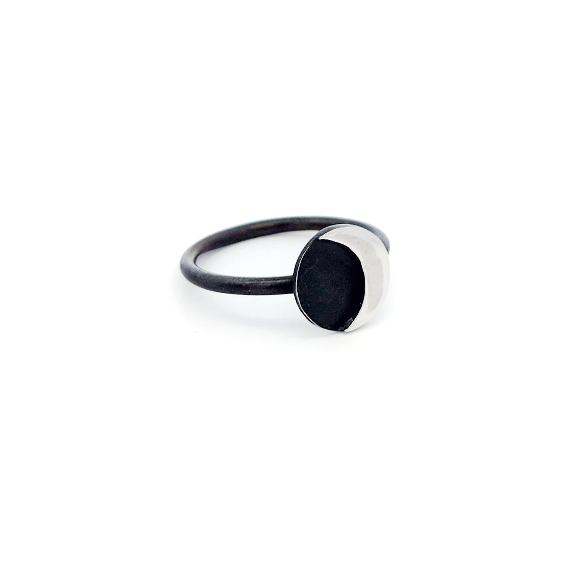 Oxidized Sterling Silver Crescent Moon Ring
