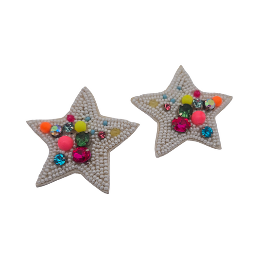Twinkle Star Earrings - Hand Embroidered