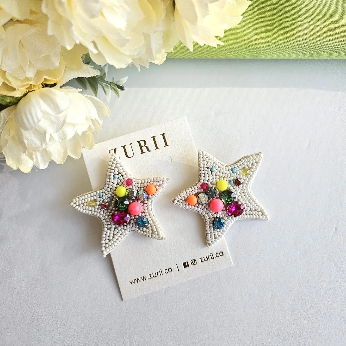 Twinkle Star Earrings - Hand Embroidered
