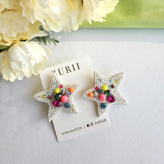 Twinkle Star Earrings - Hand Embroidered