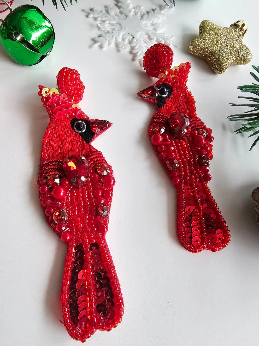 Red Cardinal Bird Earrings
